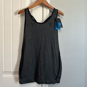 Bodybuilding.com Elite Series Tank Top Womens Large Gray Black Strappy Gym New